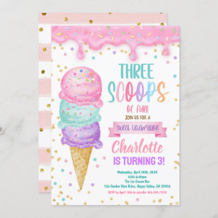 Invitation Crème de glace Trois Scoops de Fun 3ème anniversai