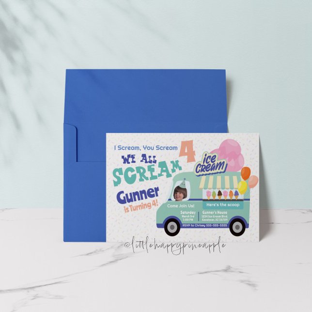 Invitation Crème de glace Vous hurlez quatrième anniversaire  (Créateur téléchargé)