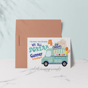 Invitation Crème de glace Vous hurlez quatrième anniversaire