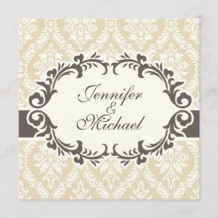 Invitation crème de mariage damassé