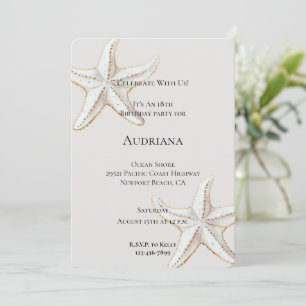 Invitation Crème d'écrevisse blanche or Anniversaire