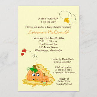 Invitation Crème d'invitation Citrouille neutre Baby shower d