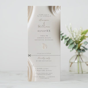 Invitation crème d'ivoire blanc tout-en-un mariage