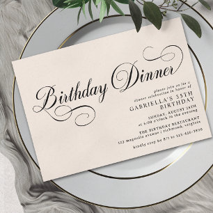 Invitation Crème d'ivoire Élégant style Vintage Dîner d'anniv