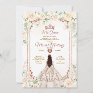 Invitation Crème d'ivoire et or de cuivre Princesse Quiñceane
