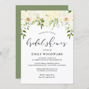 Invitation Crème d'ivoire romantique Fête des mariées florale