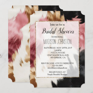 Invitation Crème d'or rose noir vachette