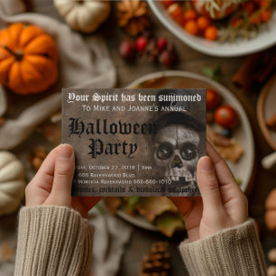 Invitation Crème Éffrayant Déplaisant avec Halloween Casquett