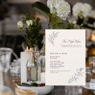 Invitation Crème Élégante La Nuit Avant La Répétition Mariage