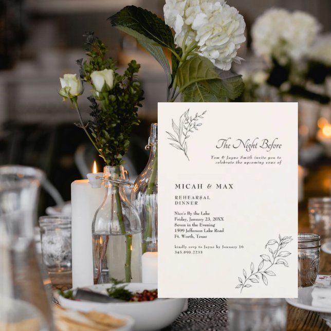 Invitation Crème Élégante La Nuit Avant La Répétition Mariage (Créateur téléchargé)