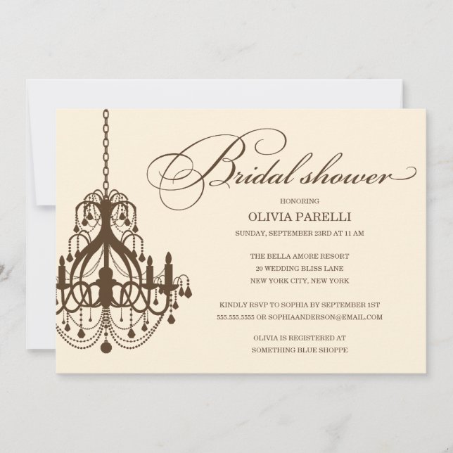 INVITATION CRÈME ET BROWN DE FÊTE DE LA MARIÉE DU (Devant)