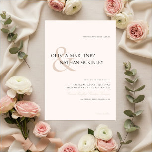 Invitation Crème et Mariage beige minimaliste neutre et éléga