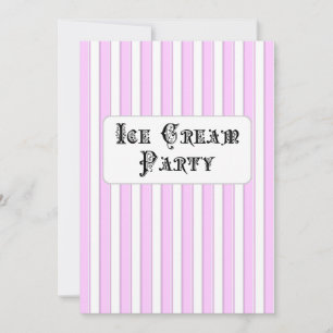 Invitation Crème glacée Anniversaire Fête Pink Stripe Invitat