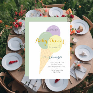 Invitation Crème glacée Cone Scoop Baby shower pour enfants