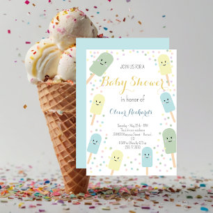 Invitation Crème glacée Cone Scoop Confetti Baby shower pour