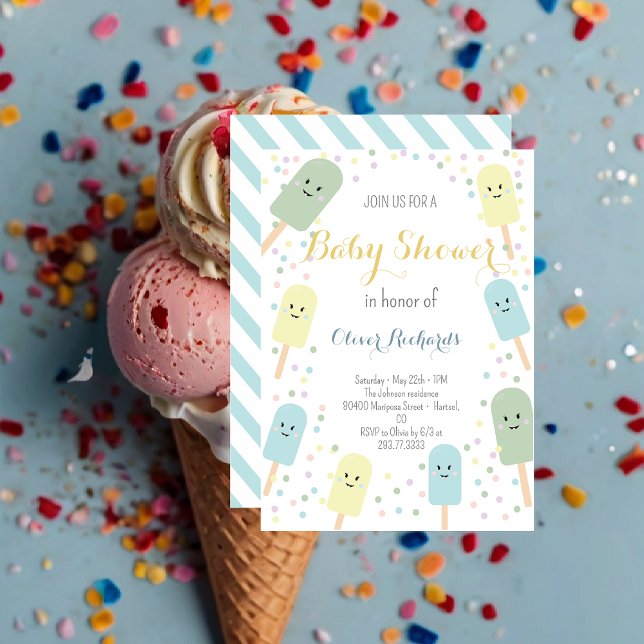 Invitation Crème glacée Cone Scoop Confetti Baby shower pour  (Créateur téléchargé)