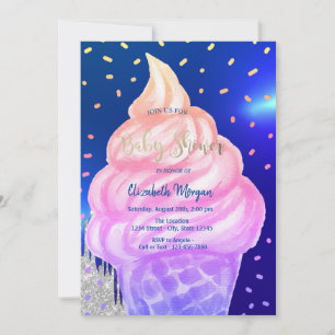 Invitation Crème glacée cool Cone Royal Blue Baby shower