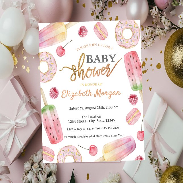 Invitation Crème glacée, Donuts Sucreries Baby Shower (Créateur téléchargé)