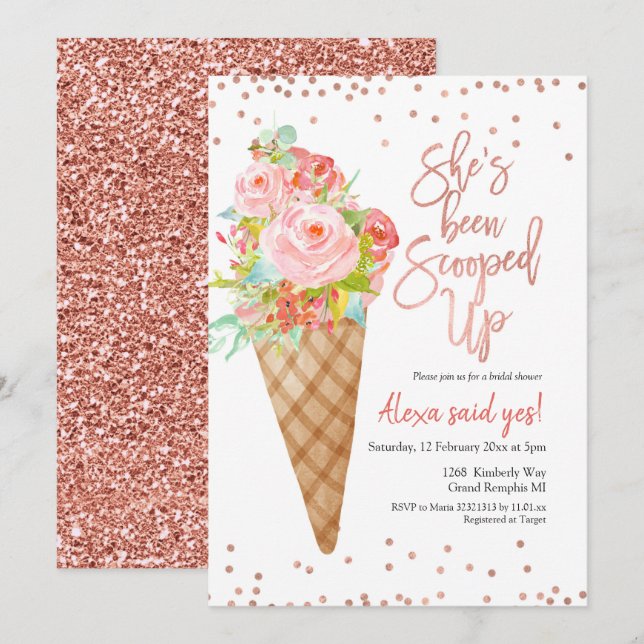 Invitation Crème glacée elle a été scoopé nuptiale douche inv (Devant / Derrière)
