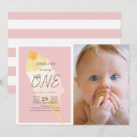 Crème glacée Fille à rayures roses 1er anniversair