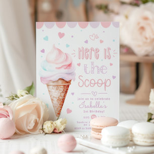 Invitation Crème glacée Heres le pastel scoop 1er anniversair