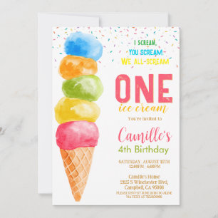 Invitation Crème glacée mignonne à tout âge Anniversaire Fête