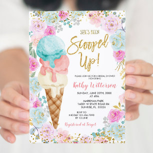 Invitation Crème glacée Pastel Fleurs de douche nuptiale Invi