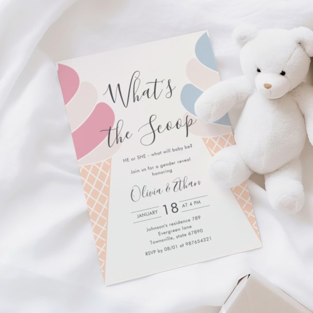 Invitation Crème glacée Qu'est-ce que le Scoop Pastel Révélat (Créateur téléchargé)