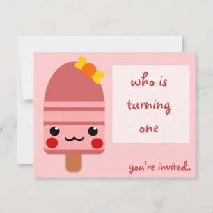 Invitation crème glacée rose