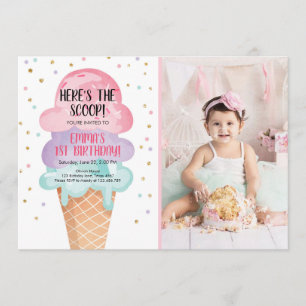 Invitation Crème glacée Social Voici le Confetti rose Scoop