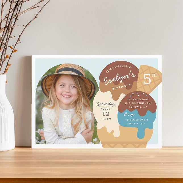 Invitation Crème glacée Sundae Anniversaire de enfant Party P (Créateur téléchargé)