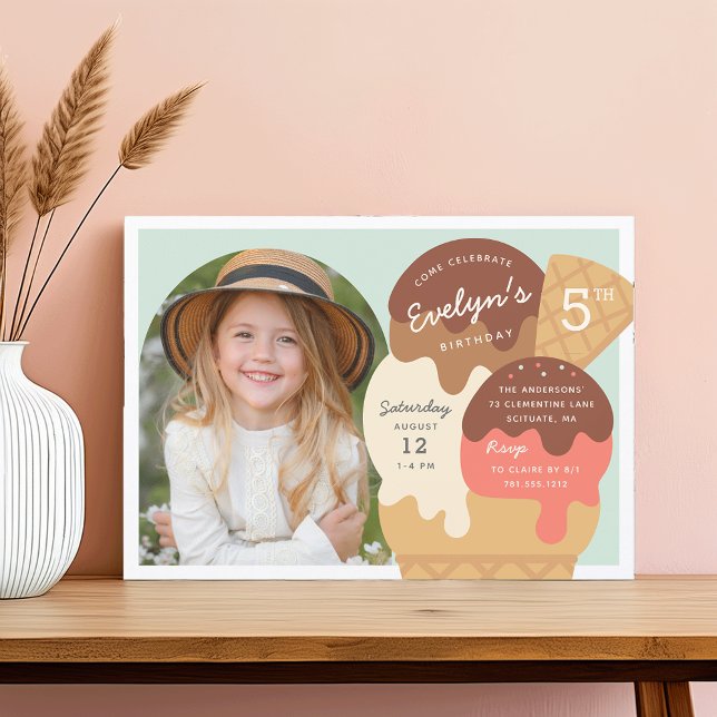 Invitation Crème glacée Sundae Anniversaire de enfant Party P (Créateur téléchargé)