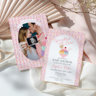 Invitation Crème glacée Sundae Parsemé de Baby shower d'amour