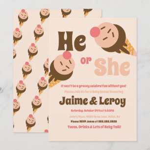 Invitation Crème glacée super cônes Révélation de genre Lui o