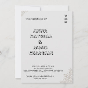 Invitation Crème Gold Noir Minimaliste Élégant Mariage Invita