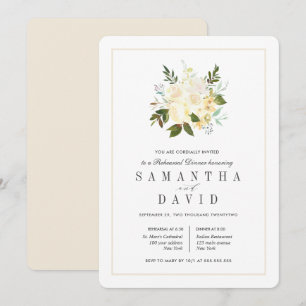 Invitation Crème + ivoire Dîner de répétition Mariage biolo
