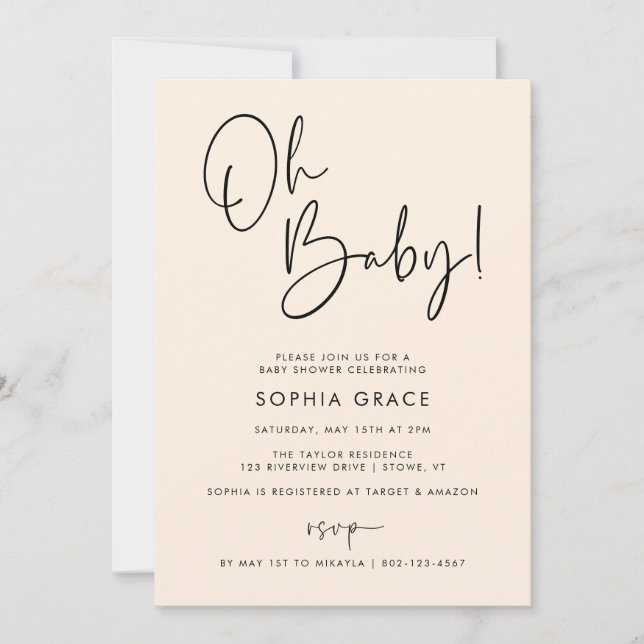 Invitation Crème moderne Boho Baby shower neutre genre (Devant)