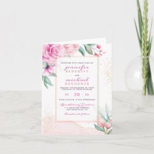 Invitation Crème moderne et fleurs rose tendance Mariage clas