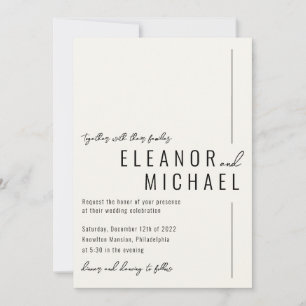 Invitation Crème moderne minimale Mariage de typographie simp