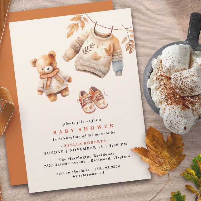 Invitation Crème neutre et orange | Baby shower d'automne mod (Créateur téléchargé)