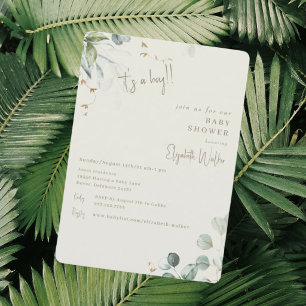 Invitation Crème neutre et verdure  C'est une douche de bébé 