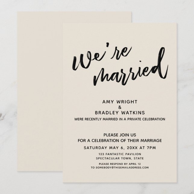 Invitation Crème Nous sommes mariés Réception après mariage (Devant / Derrière)