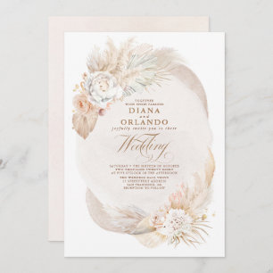 Invitation Creme pastel douce et Mariage floral ivoire Boho