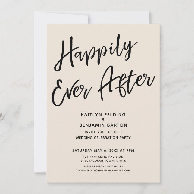 Invitation Crème pour fête décontractée d'après-mariage et po (Devant)