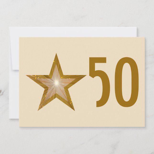 Invitation crème pour le 50e anniversaire Gold Sta (Devant)