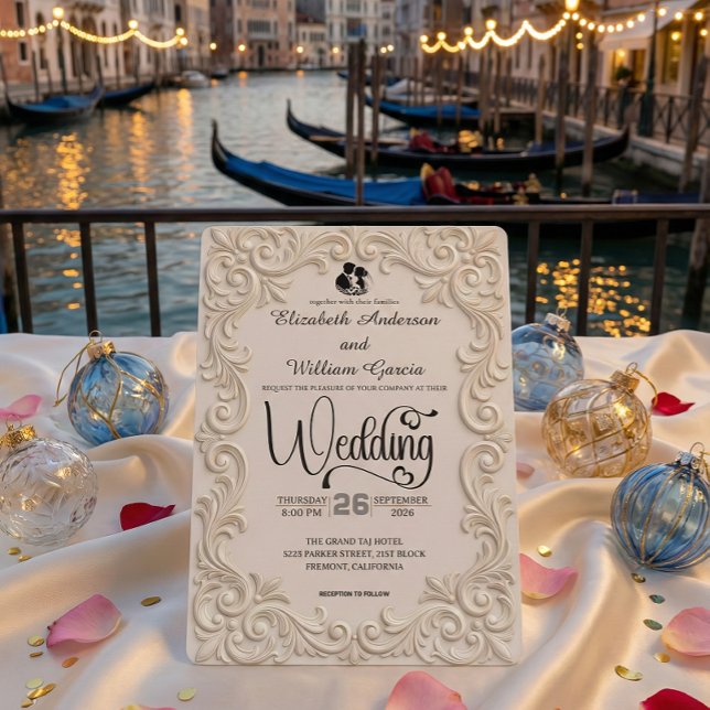 Invitation Crème Romantique Et Calligraphie Formel Charbon (Créateur téléchargé)