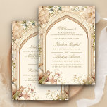 Invitation Crème rustique Earthy Floral Arch Mariage musulman<br><div class="desc">Éblouissez vos invités avec cette élégante invitation de mariage islamique avec une belle arche et des fleurs rustiques avec 'Bismillah' en calligraphie arabe. Ajoutez simplement les détails de votre événement sur ce modèle facile à utiliser pour en faire une invitation unique.</div>