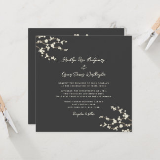 Invitation Crème Sakura Cerry Blossoms Café Mariage asiatique