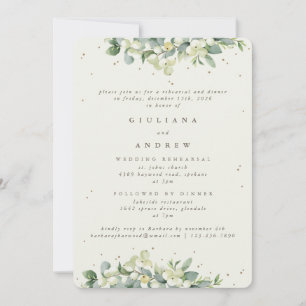 Invitation Crème Snowberry+Eucalyptus Mariage répétition