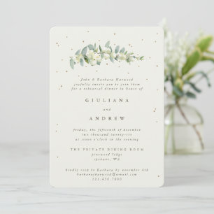 Invitation Crème Snowberry+Eucalyptus Mariage répétition